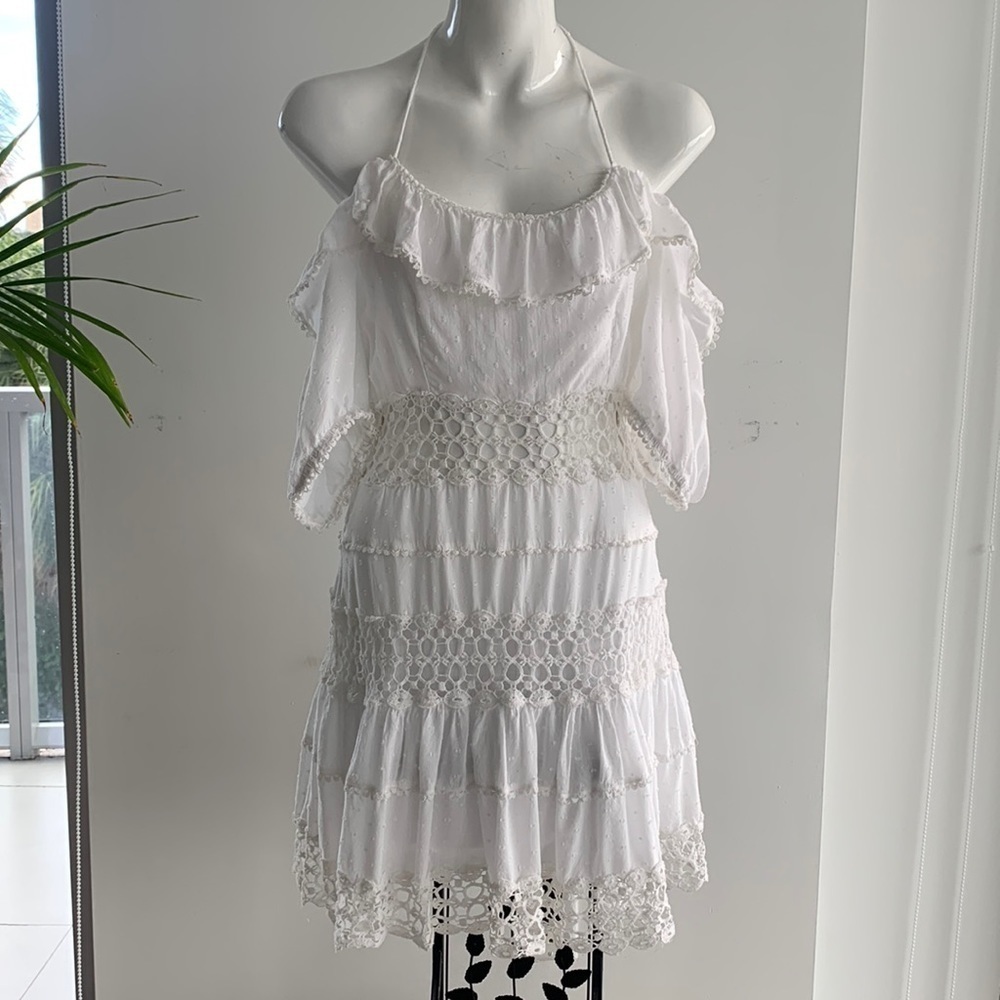 Free People Cruel Intentions white boho crochet lace mini dress, size 12 - Picture 9 of 16